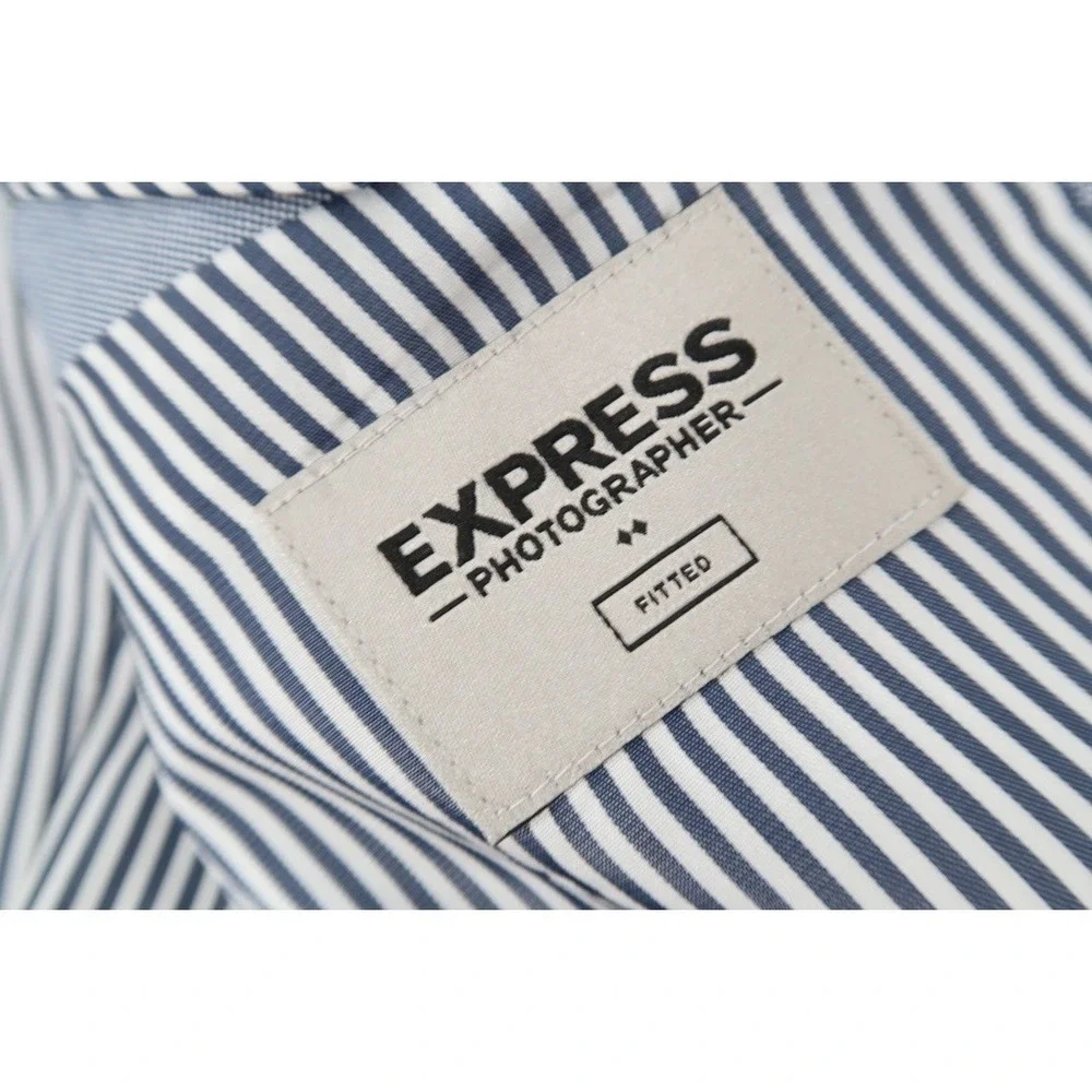 Express Blazer Mens 36R Blue Nailhead Photographer Fitted Suit Jacket NEW‎